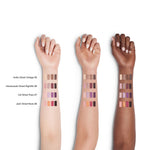 Shiseido Essentialist Eye Palette 05, 06, 07, 08 swatches on light, medium and dark skin tones