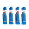 Shiseido UV Lip Color Splash SPF 30 line up of all four products in orange, pink, red and blue